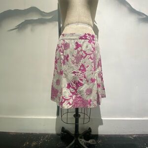 Pink Floral A-Line Knee-Length Skirt for Casual Wear